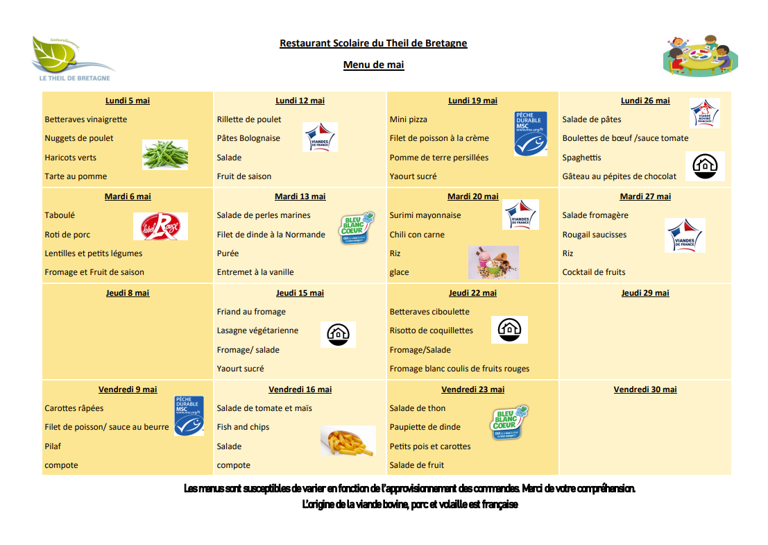 menu mai 2025